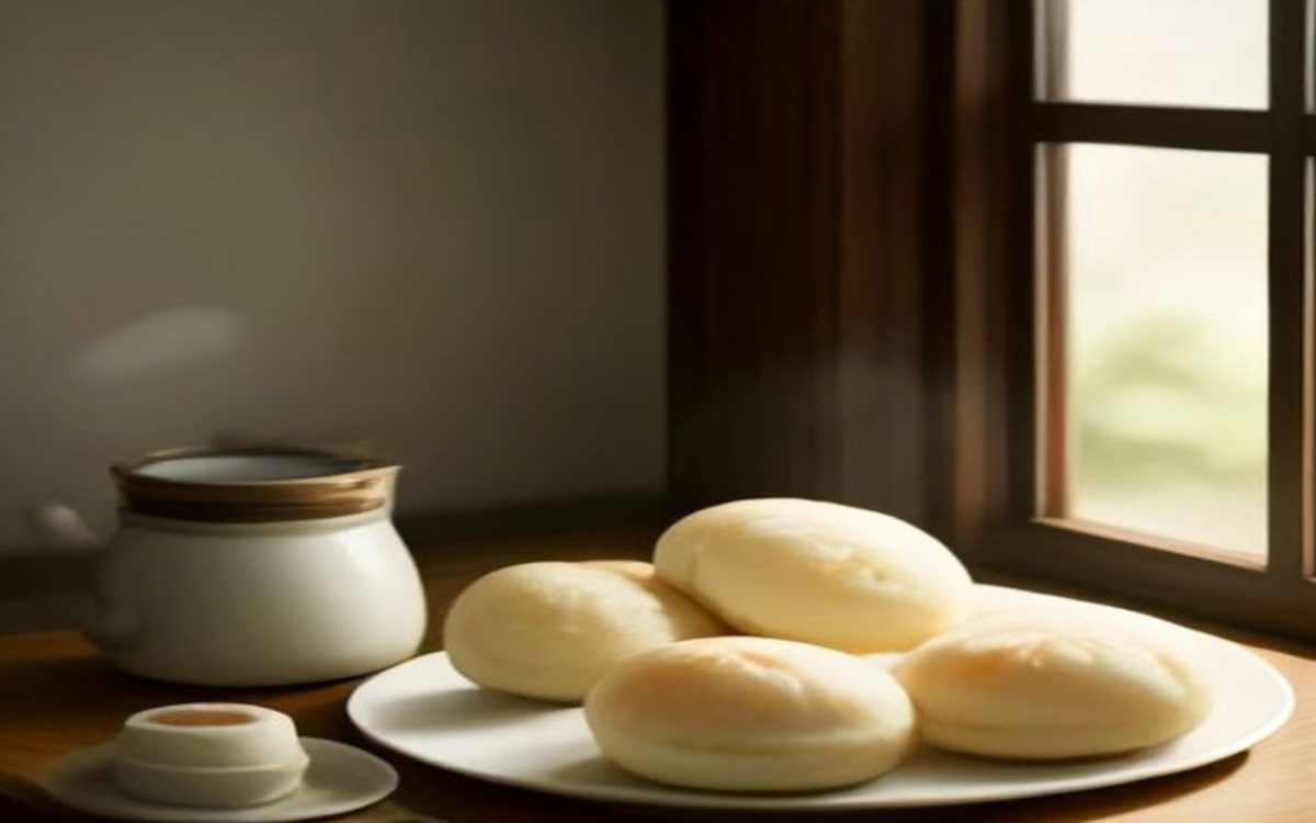 Bữa sáng với bánh bao và sữa đậu nành